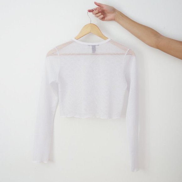 Ruffle Mesh Crop Top - Picture 4 of 5